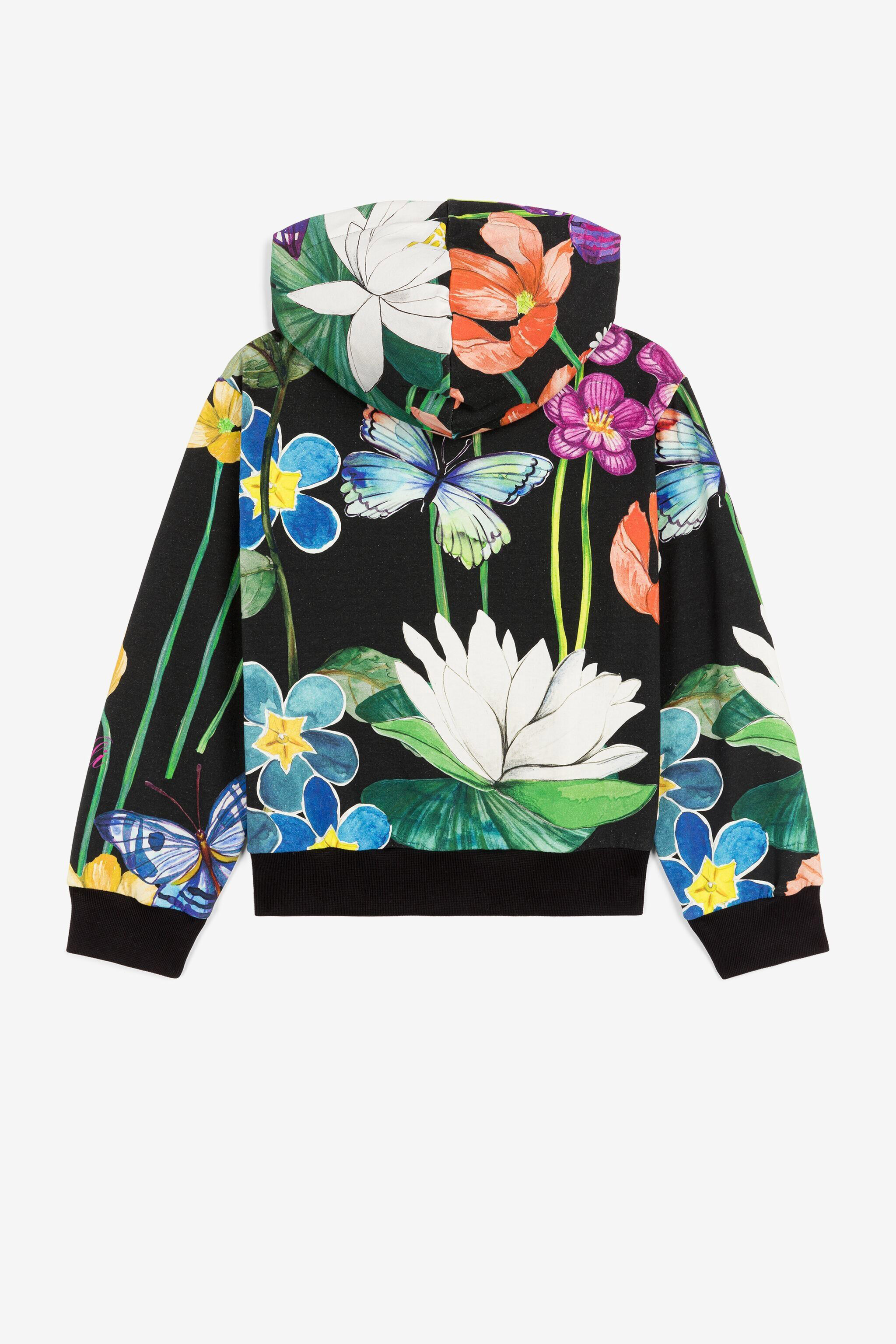 JU Botanical-Print Zip Hoodie JU Botanical-Print Zip Hoodie Black PJT937-5OF21