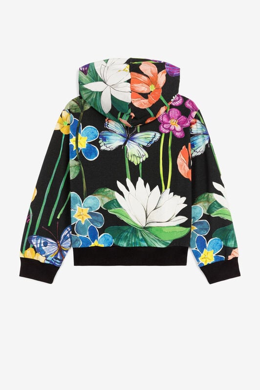 JU Botanical-Print Zip Hoodie JU Botanical-Print Zip Hoodie Black PJT937-5OF21
