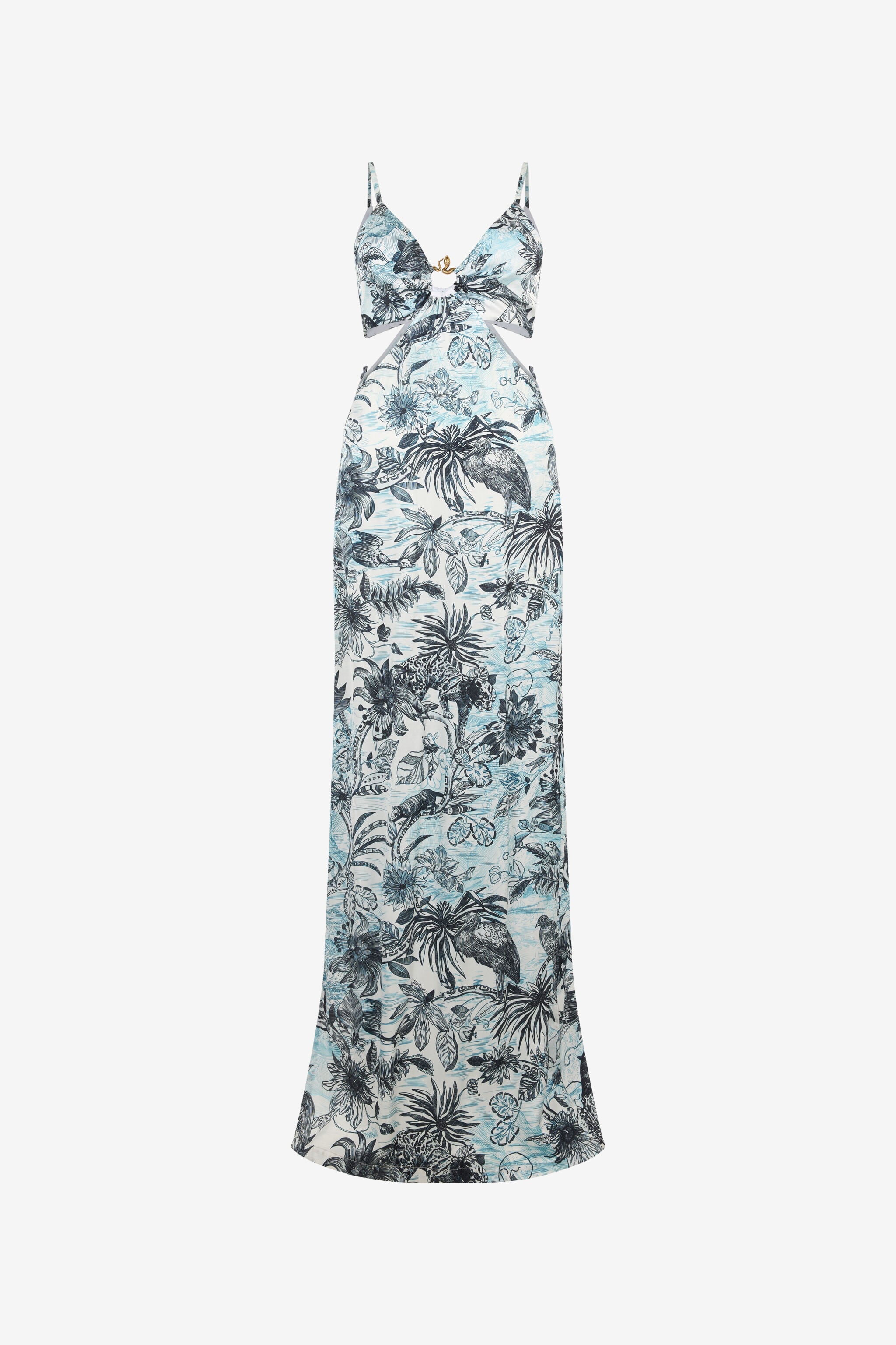 JC Long Jungle-Print Dress JC Long Jungle-Print Dress Light blue UFT185-UF251