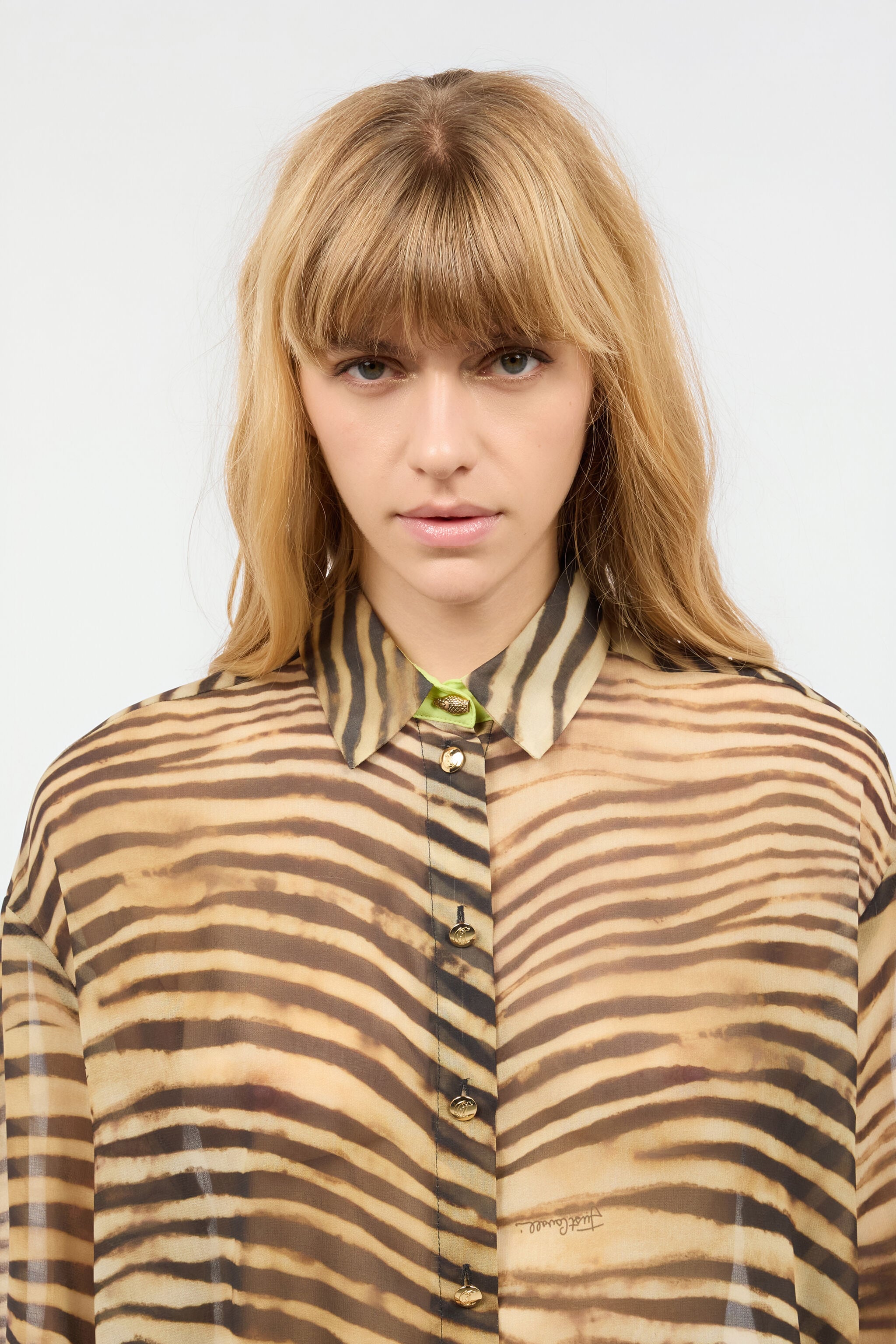 JC Shirt With Tiger Skin Print Light Brown UFT148-UF214