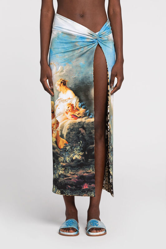 RC Painting-print asymmetric skirt RC Painting-print asymmetric skirt Light blue RYT300-LNG38