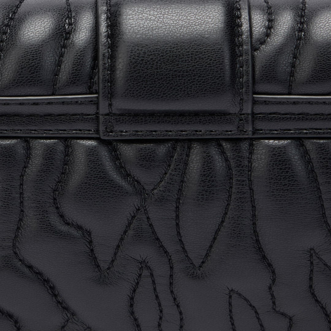JC Black Quilted Shoulder Bag with Snake Buckle BLACK UFB028-UF397