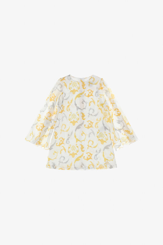 JU Golden Swirl Chiffon Dress White SJT175-2NL95