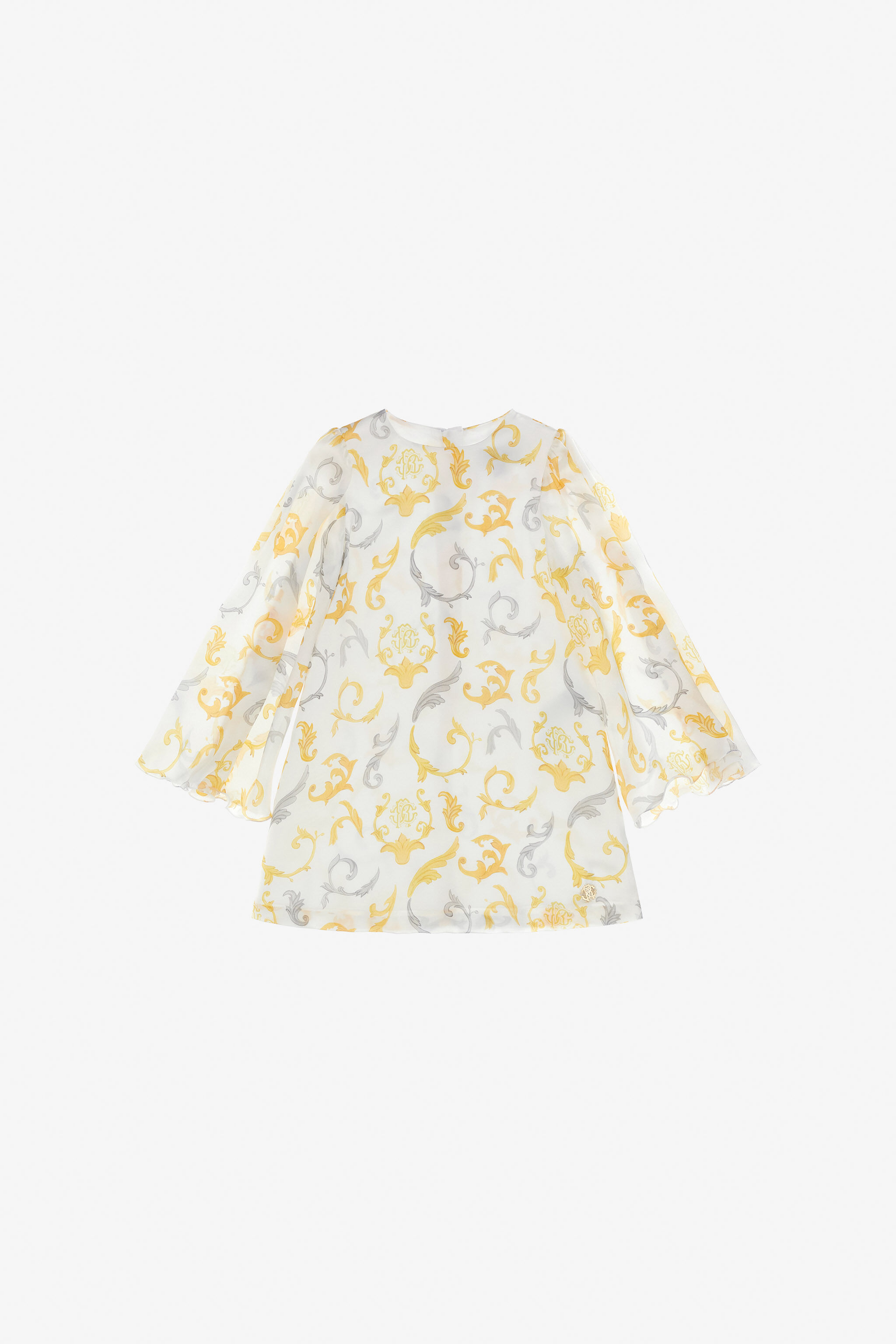 JU Golden Swirl Chiffon Dress White SJT175-2NL95
