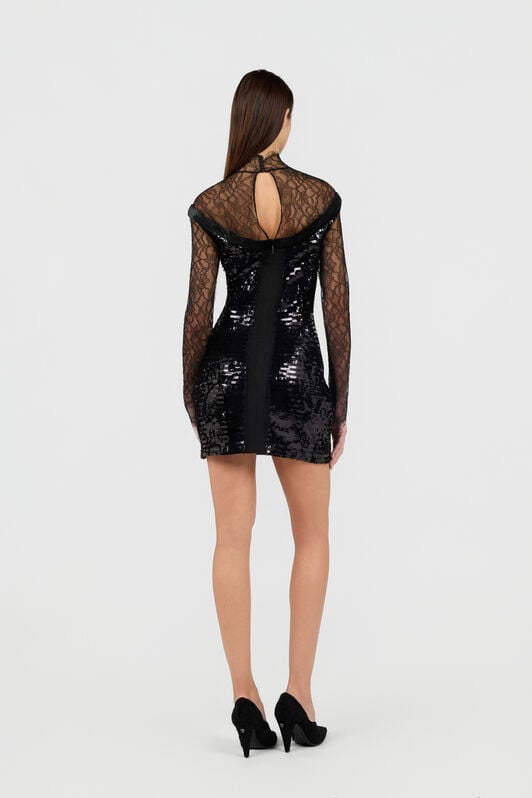 RC Robe en dentelle à sequins BLACK XWT121-FT075