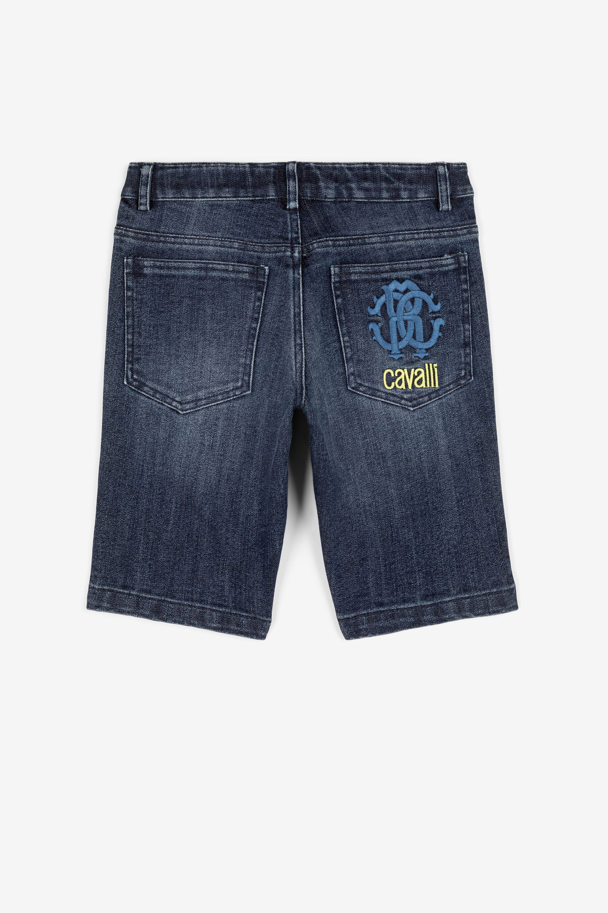 JU Logo-embroidered dark-wash shorts JU Logo-embroidered dark-wash shorts Medium blue QJJ276-DS015