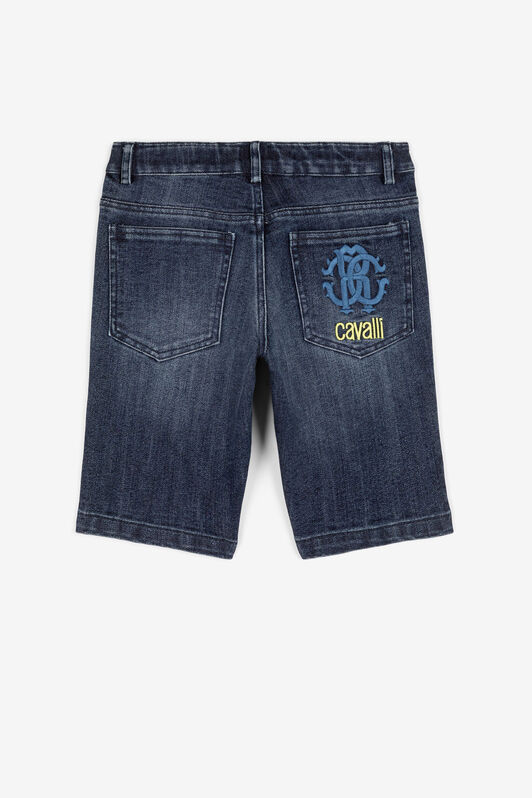 JU Logo-embroidered dark-wash shorts JU Logo-embroidered dark-wash shorts Medium blue QJJ276-DS015