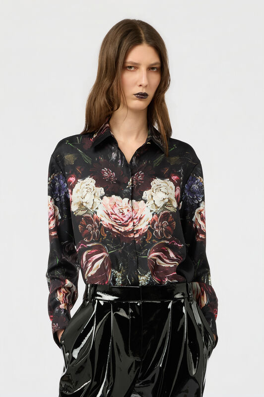 RC Camisa De Seda Con Estampado Fiammingo Flowers RC Camisa De Seda Con Estampado Fiammingo Flowers BLACK/PINK XWT704-OZT77