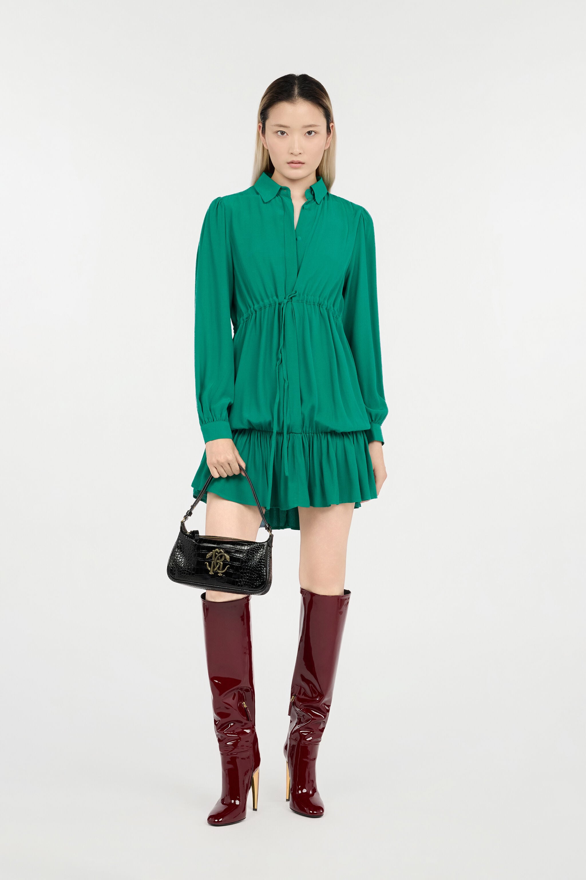 RC Robe Mini Verte Avec Cordon De Serrage RC Robe Mini Verte Avec Cordon De Serrage MALACHITE GREEN QOT10D-VI001