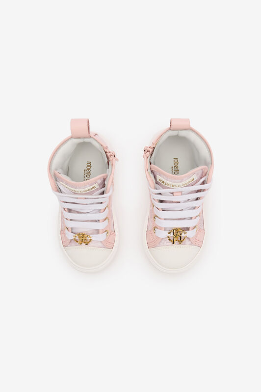 JU High-Top Sneakers With RC Monogram JU High-Top Sneakers With RC Monogram PINK/WHITE TJS02K-PZJ36