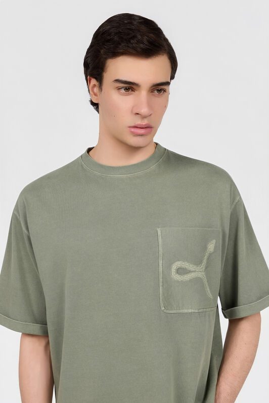 RC Sage Green T-Shirt With Embroidered Snake RC Sage Green T-Shirt With Embroidered Snake SAGE XNT62F-JD060