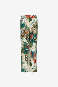 RC Jungle Print Silk Trousers Green SKT210-4QI88