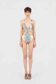 JC Costume Intero Stampa Tropical Garden 217 AZZURRO + 582 AR WFM034-WF753
