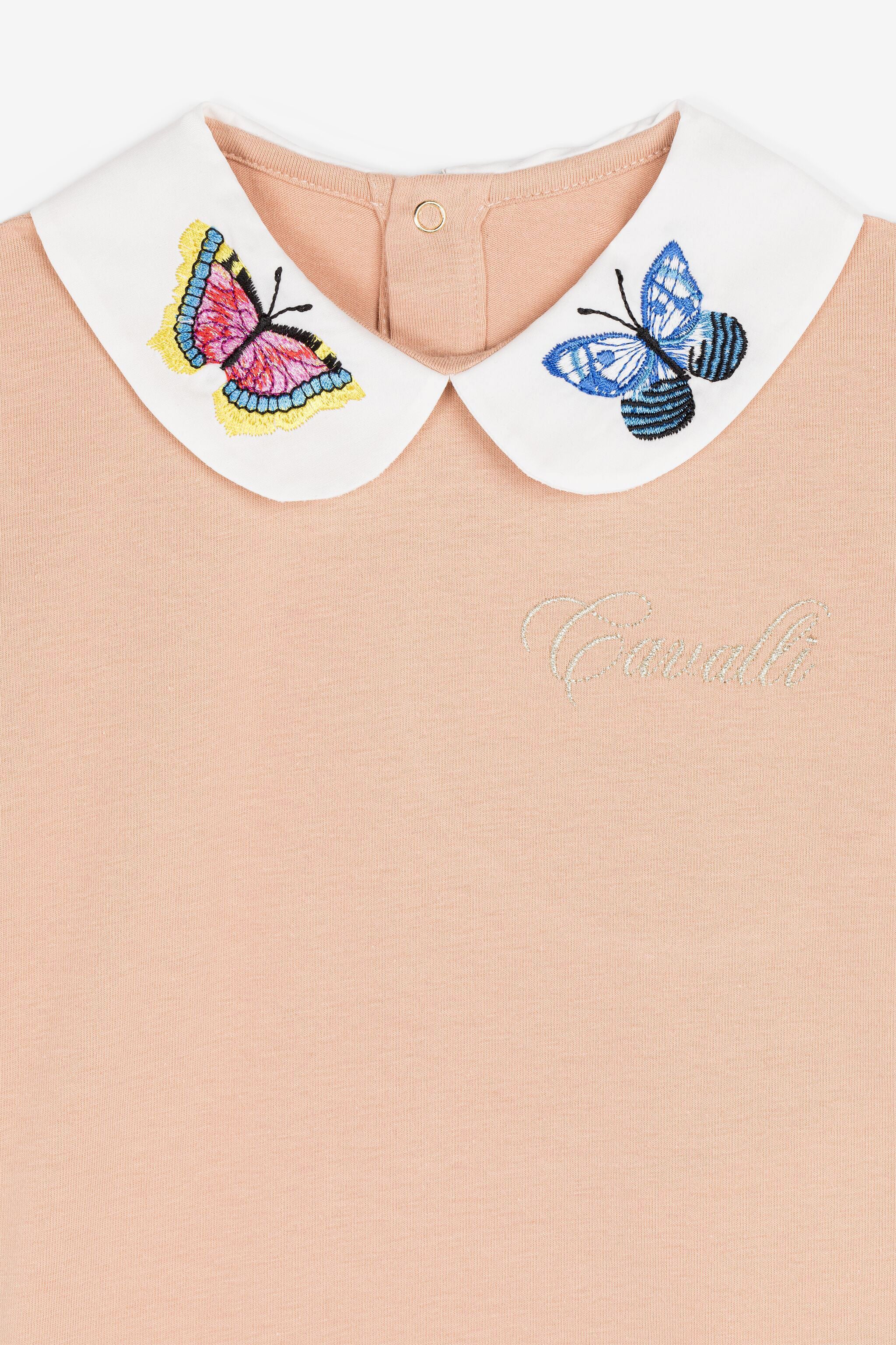 JU Top mit Schmetterlingsstickerei und Puffärmeln JU Top mit Schmetterlingsstickerei und Puffärmeln Rosa PJT681-JV025