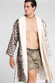 RC Animal-print bath robe Light brown QRH00T-7NF99