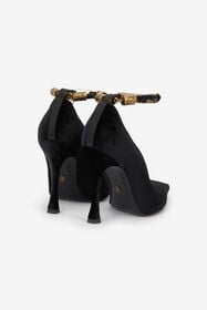 RC Roberto Cavalli Velvet Stiletto Heels With Jewel Anklet Black VKS112-VL002