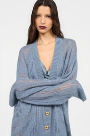 RC Knit Cardigan with Zebra Motif MID-BLUE XQM907-MA130
