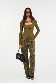 JC Olive Green Ribbed Cut-Out Sweater VERDE 185 VFM038-VF294