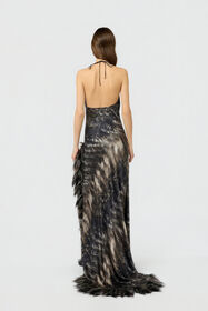 RC Dress in Silk with Fur Print RC Dress in Silk with Fur Print BLACK/BEIGE XWT151-TYT79