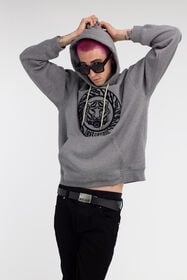 JC Just Cavalli Tiger Logo Front-Pocket Sweatshirt Gris RRT973-RR235