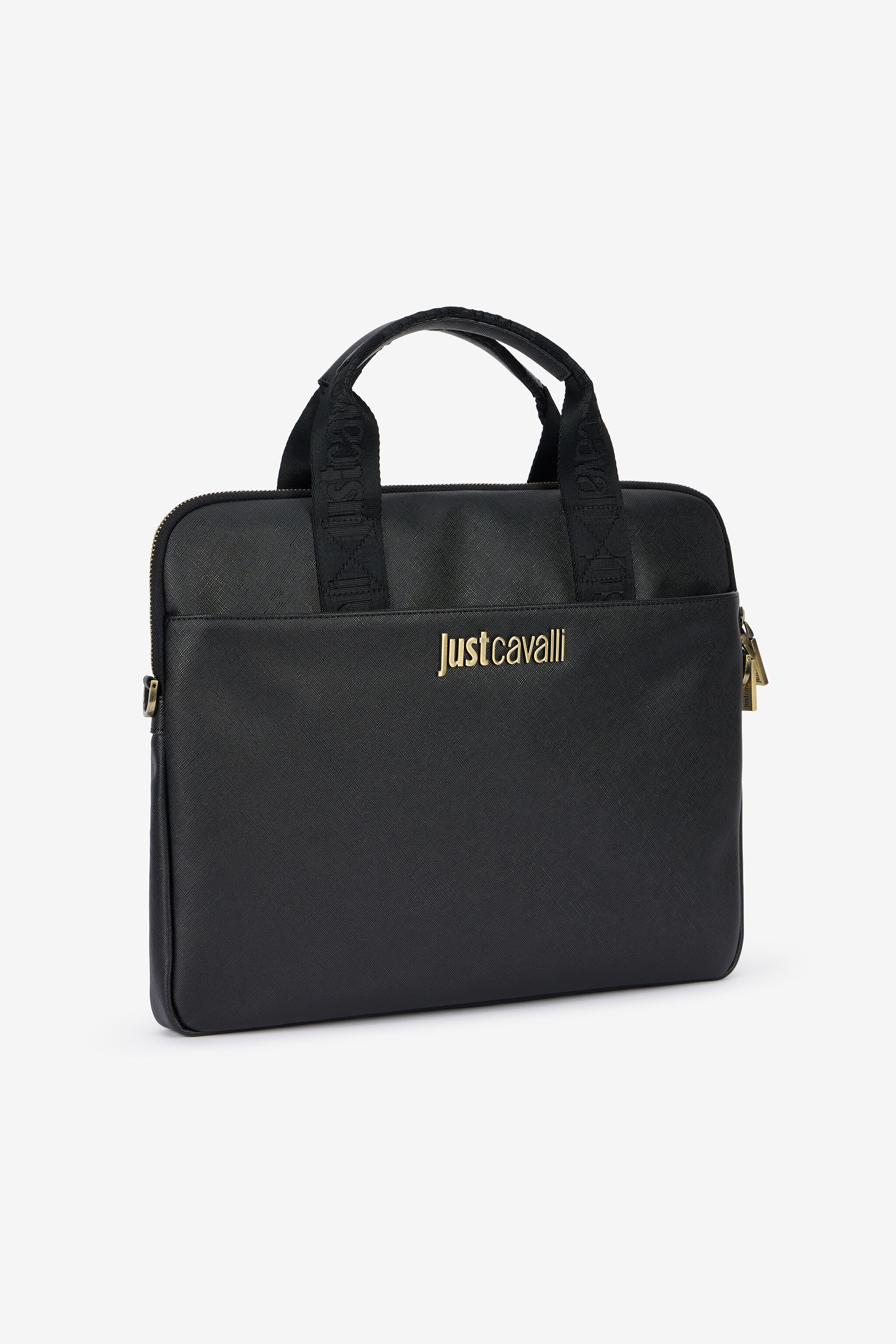 JC Just Cavalli Black Briefcase With Jacquard Strap JC Just Cavalli Black Briefcase With Jacquard Strap BLACK VFB027-VF559
