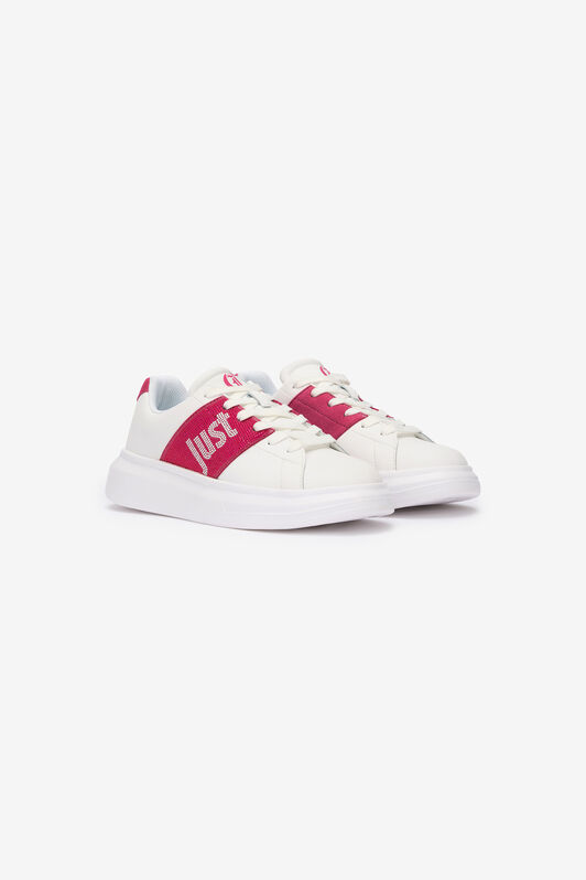 JC White Sneakers With Fuchsia Side Insert JC White Sneakers With Fuchsia Side Insert WHITE VFS078-VF606