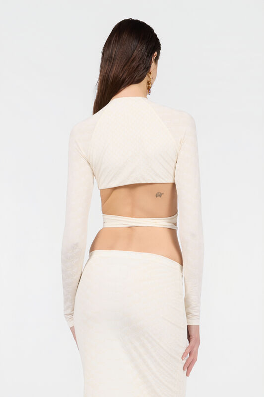 RC Top With Serpentine Print And Jewel Detail RC Top With Serpentine Print And Jewel Detail BIANCO 110602 XQT601-NLS36