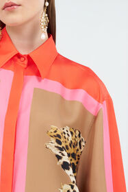 RC Cavalli Pop Print Silk Dress CORAL RED WQT160-OZR33
