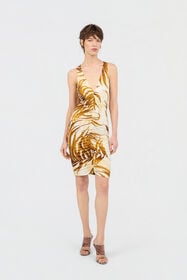 JC Golden Palm Print Mini Dress DAFFODIL WFT293-WF691