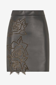 RC Skirt With Perforated Rose Pattern Black UKP300-PN106