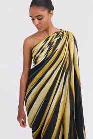 RC Ray Of Gold Print Silk Maxi Dress Gold TKT106-CTM33