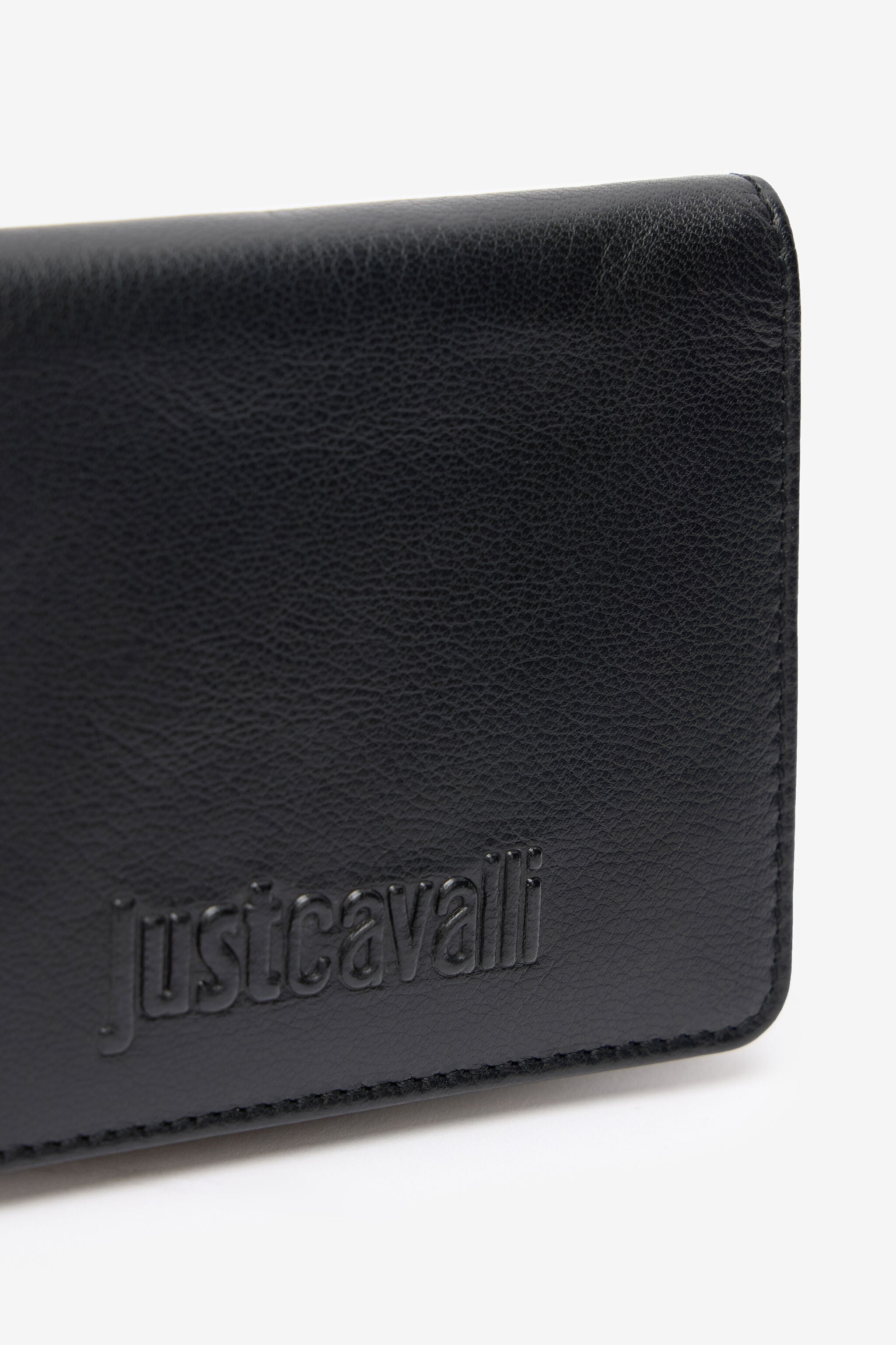 JC Portefeuille Pliant En Cuir Noir Avec Logo Embossé JC Portefeuille Pliant En Cuir Noir Avec Logo Embossé BLACK VFP023-VF579