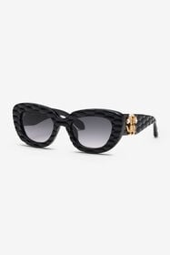 RC Lunettes de soleil avec large partie frontale audacieuse en forme œil-de-chat Noir UALD02-ID197