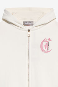 JC Ivory Zip-Up Hoodie with Pink Flower MARSHMALLOW XFT68A-CF026