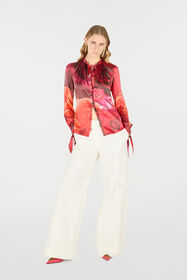 RC Rose-Print Silk Shirt Red UKT702-RYN48
