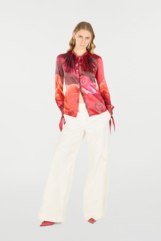 RC Rose-Print Silk Shirt RC Rose-Print Silk Shirt Red UKT702-RYN48
