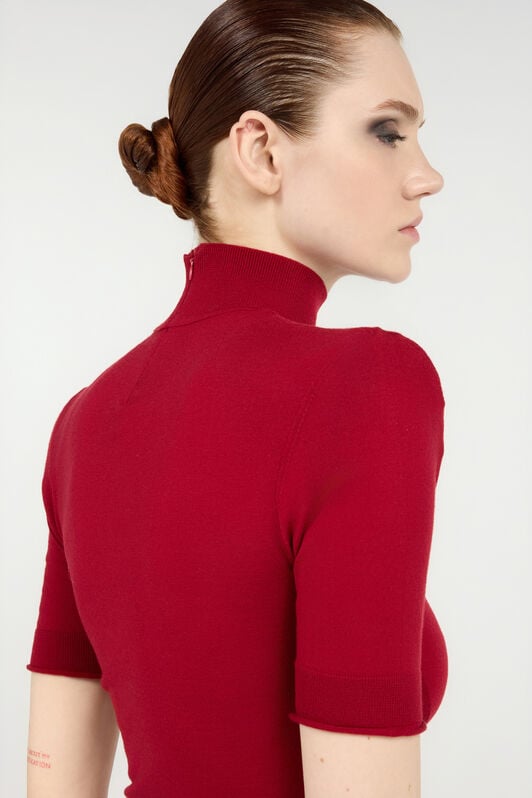 RC Pullover In Dunkelrot Mit Hohem Kragen RC Pullover In Dunkelrot Mit Hohem Kragen Rot VWM605-MQ014