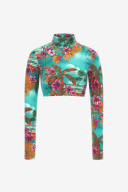 RC Crop Top Stampa Hawaii Azzurro SKT601-LNI84