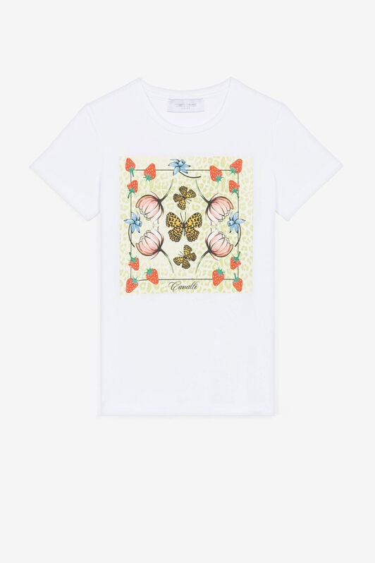 JU Butterfly And Strawberry-Print T-Shirt JU Butterfly And Strawberry-Print T-Shirt White QJT603-JV025
