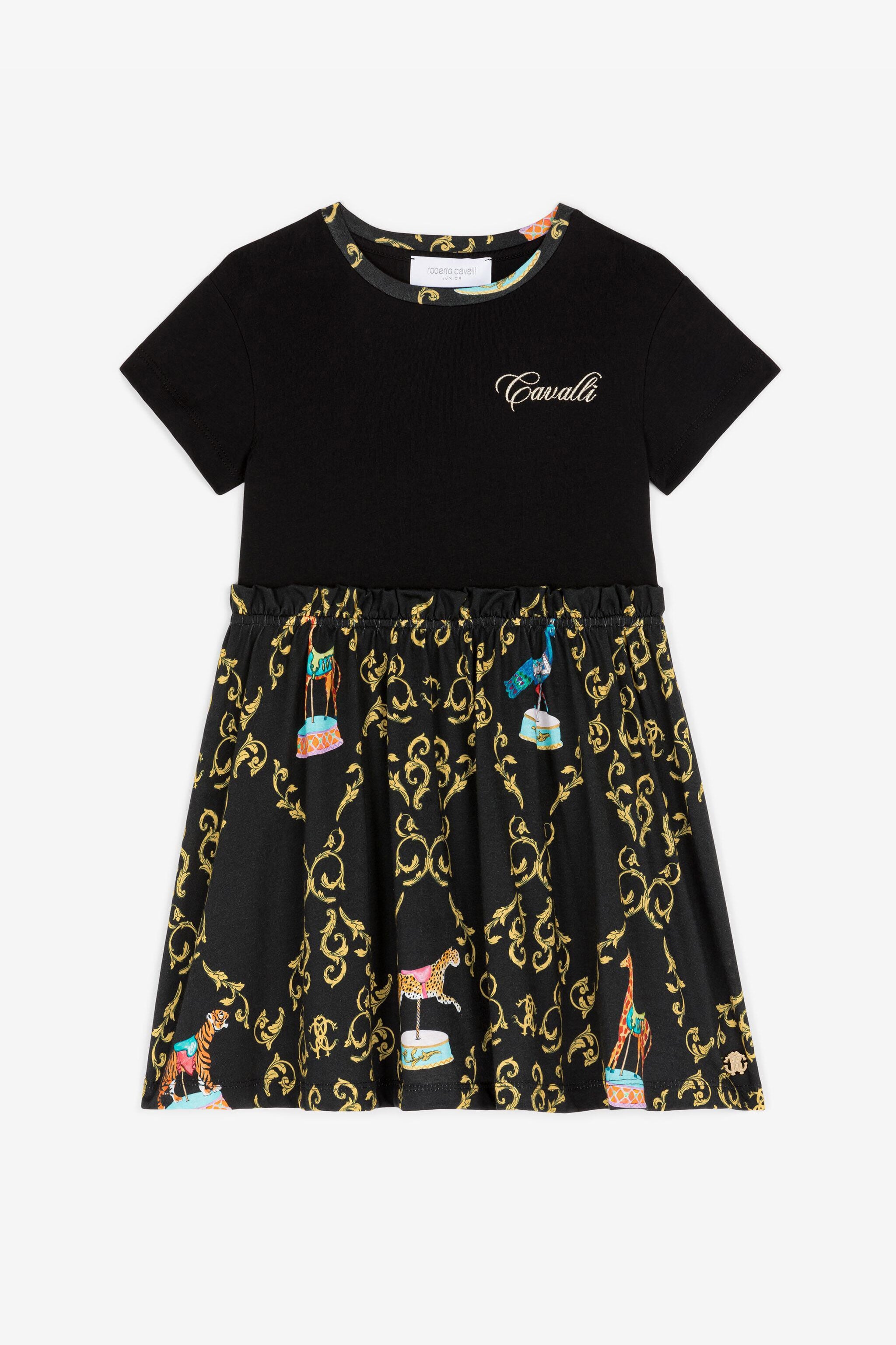 JU Robe en coton à imprimé baroque JU Robe en coton à imprimé baroque Noir RJT113-JD001