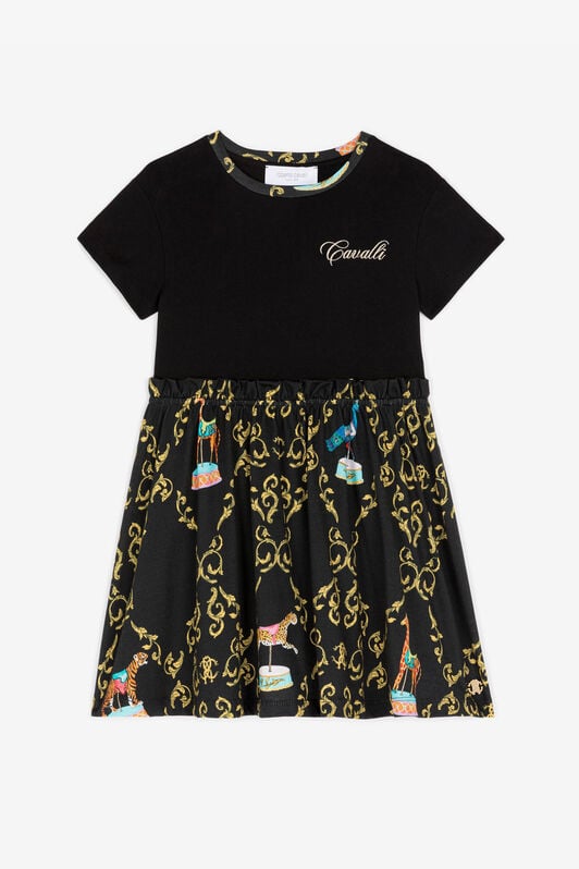 JU Robe en coton à imprimé baroque JU Robe en coton à imprimé baroque Noir RJT113-JD001