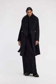 RC Coat with fur collar Black TKQ520-GA061