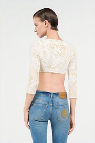 RC Ornamental White Print Top WHITE WQW025-6CR36