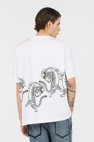 JC White T-Shirt With Printed Tigers WHITE WFT095-WF125