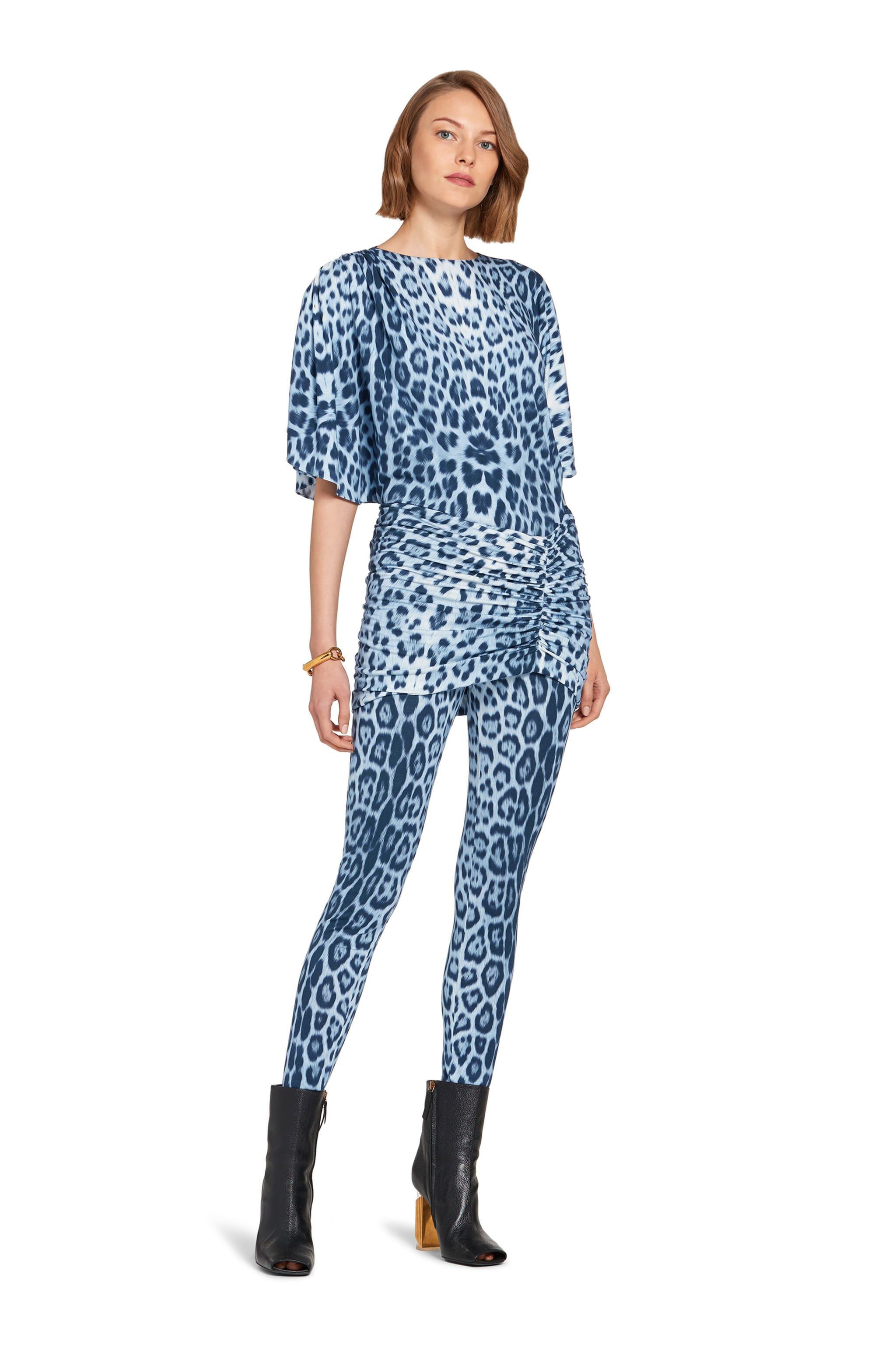 RC Heritage Jaguar print gathered leggings CERULEAN/BLACK JQT205-8FS06
