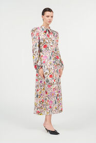RC Vestido largo de seda con estampado Florentine Flowers BEIGE WQT112-RYR29