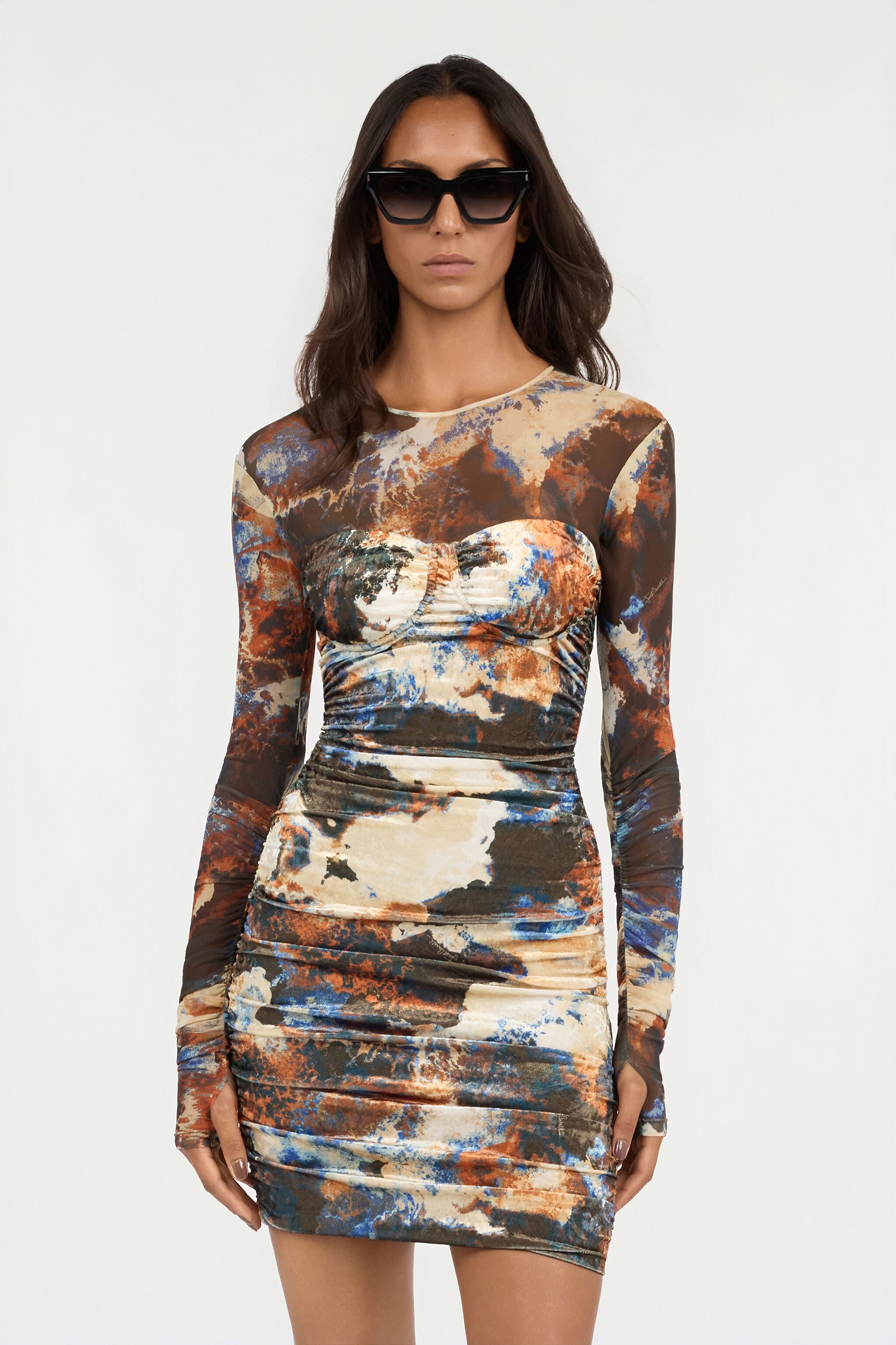 JC Rusty Stain Print Dress Mini JC Rusty Stain Print Dress Mini MULTICOLOR SCURO VFT286-VF436