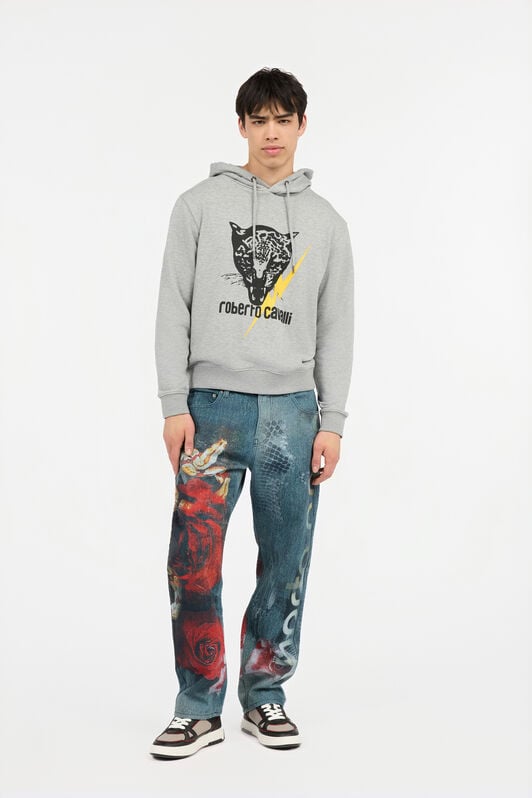 RC Graues Sweatshirt Mit Jaguar Und Blitz RC Graues Sweatshirt Mit Jaguar Und Blitz GREY POT69B-CF052