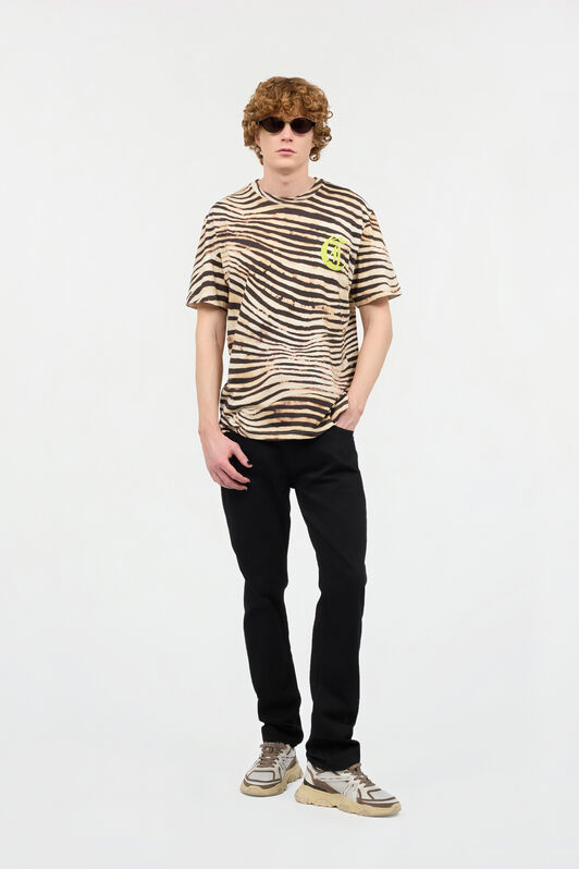 JC T-Shirt With Jungle And Monogram Print Light Brown UFT042-UF062