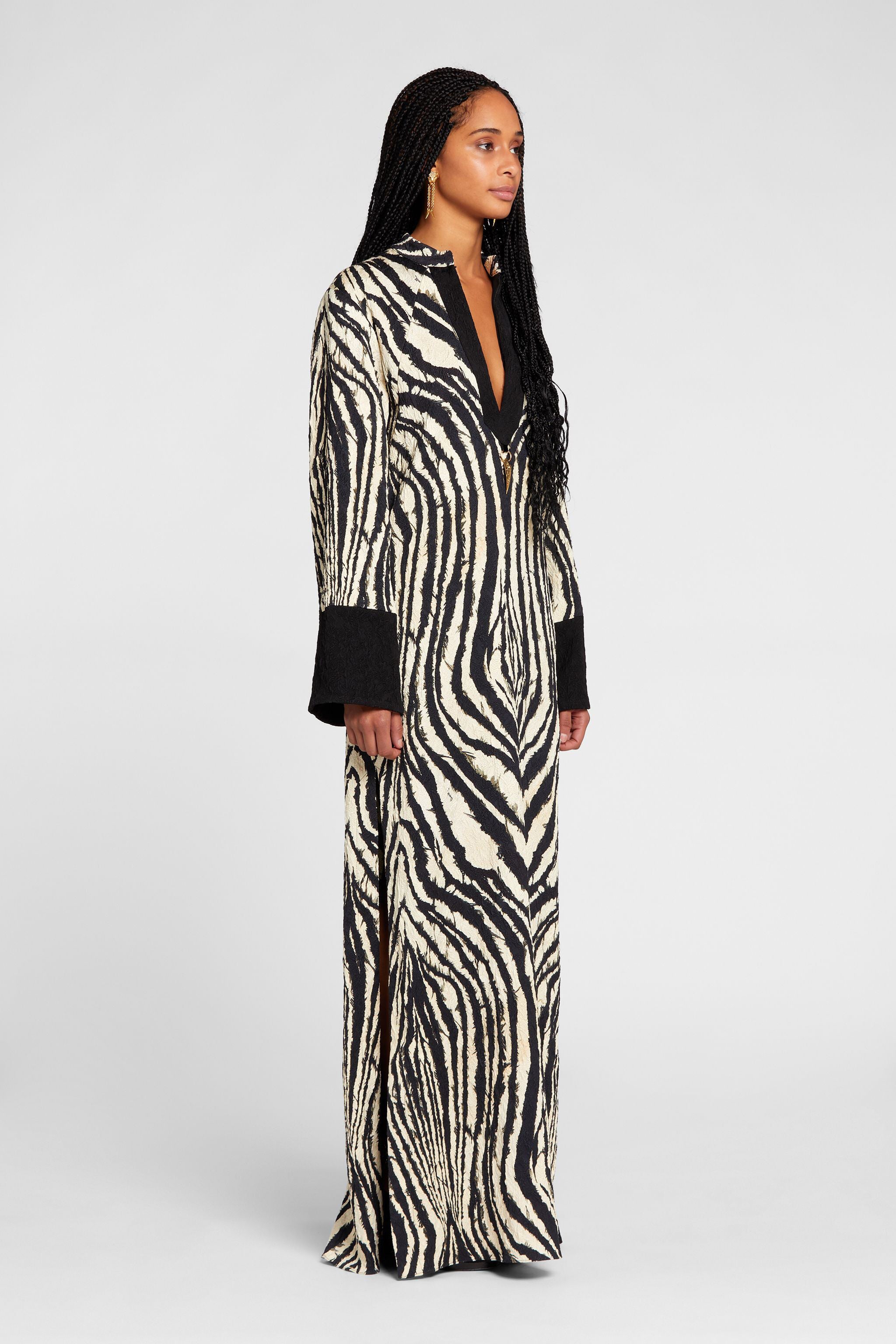 RC Freedom-Print Maxikleid RC Freedom-Print Maxikleid Schwarz/Weiß OKT123-2RC80